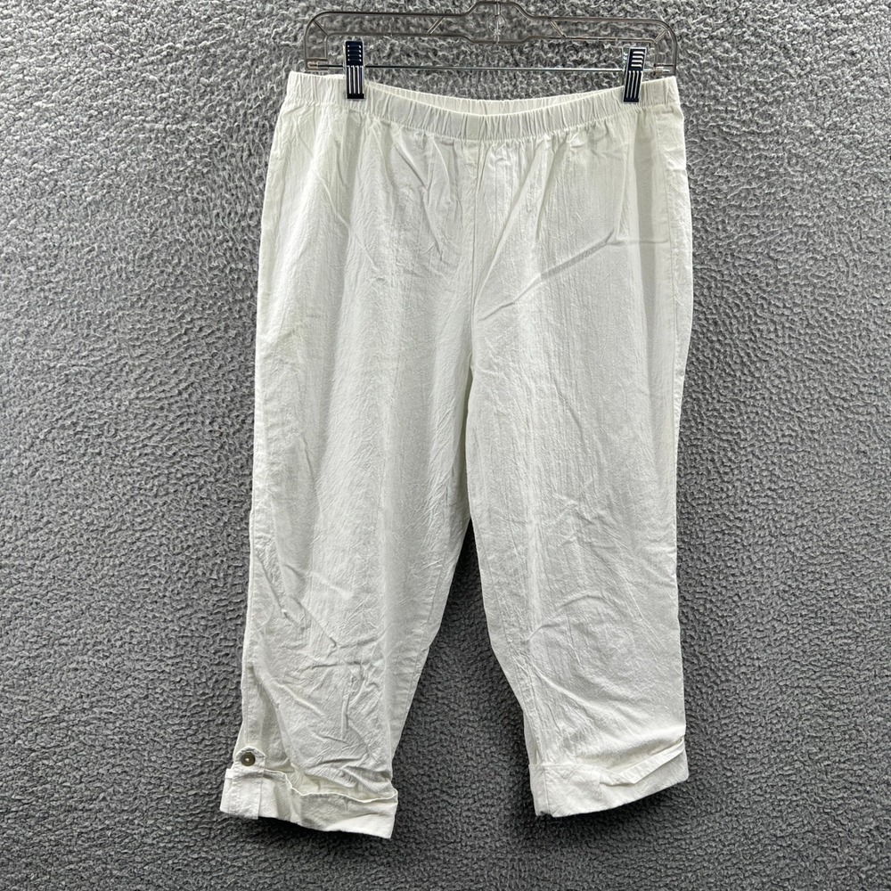 Womens Capri Pants M Pull On Elastic Waist Coastal Resort Beach Casual Classic